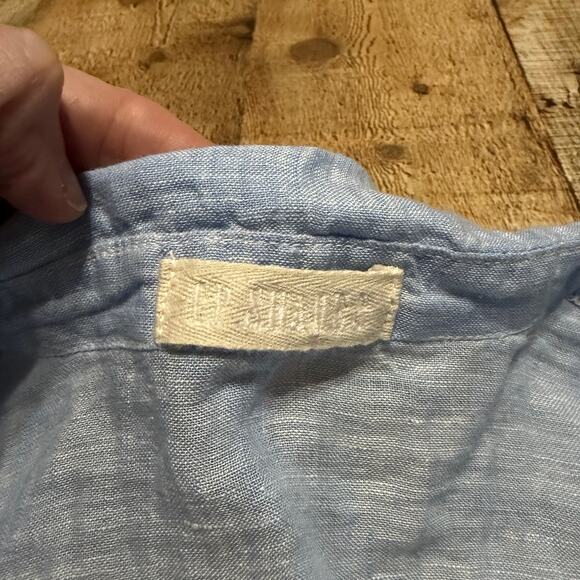 CP Shades Women's Blue Linen Tunic Blouse Top Sz XS Vacation Summer Quiet Luxury - Picture 5 of 6